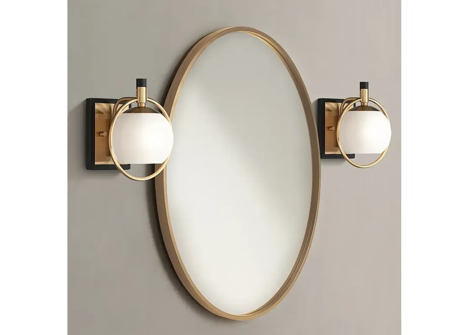 Possini Euro Carlyn 9 1/2" High Brass and Black Wall Sconces Set of 2