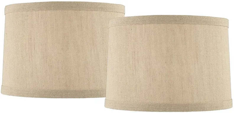 Taupe Set of 2 Hardback Drum Lamp Shades 15x16x11 (Spider)