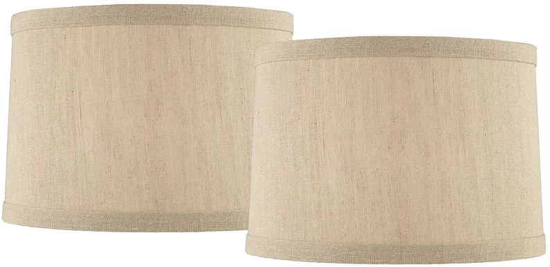 Taupe Set of 2 Hardback Drum Lamp Shades 15x16x11 (Spider)