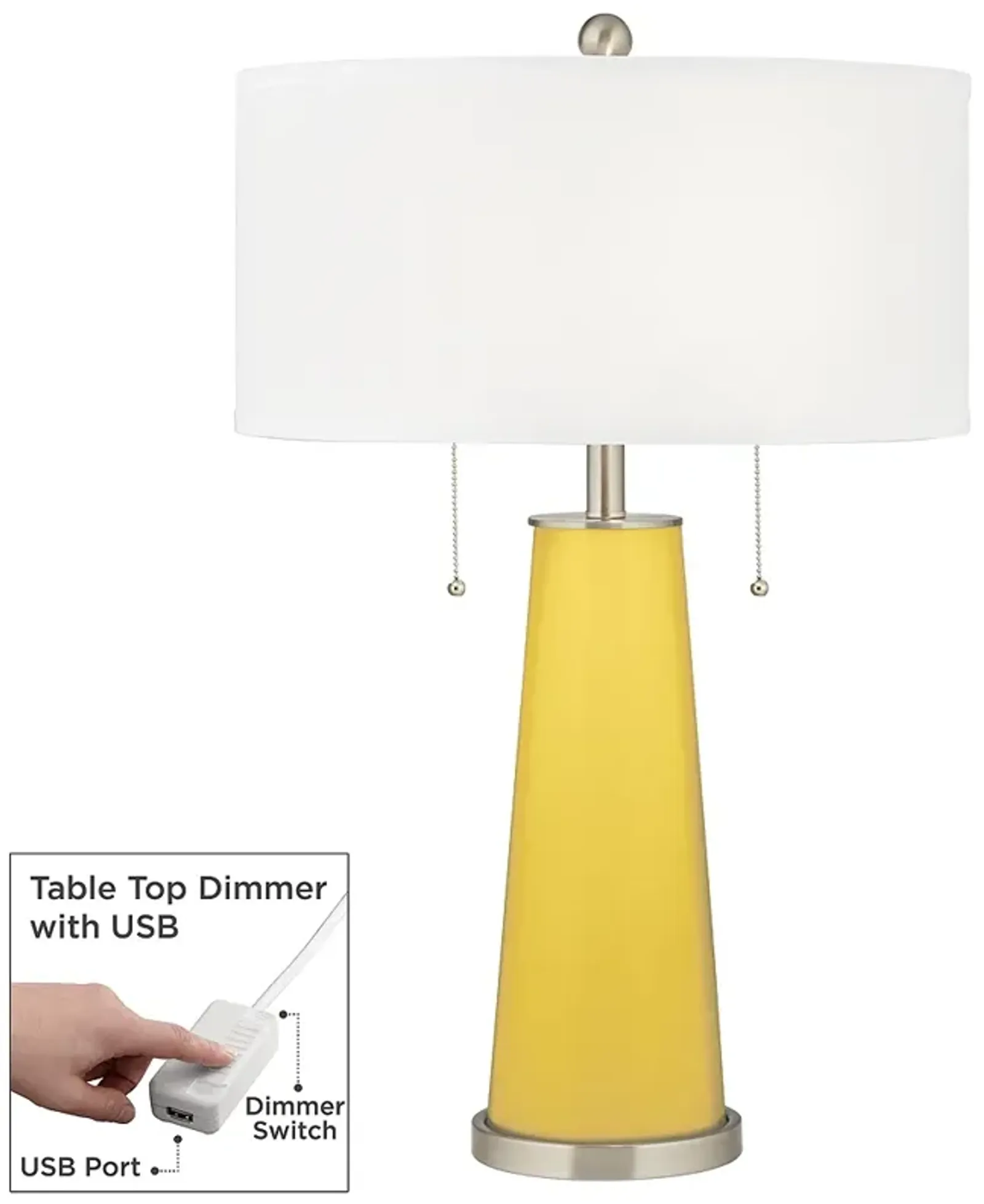 Color Plus Peggy 29 3/4" Lemon Zest Yellow Table Lamp with USB Dimmer