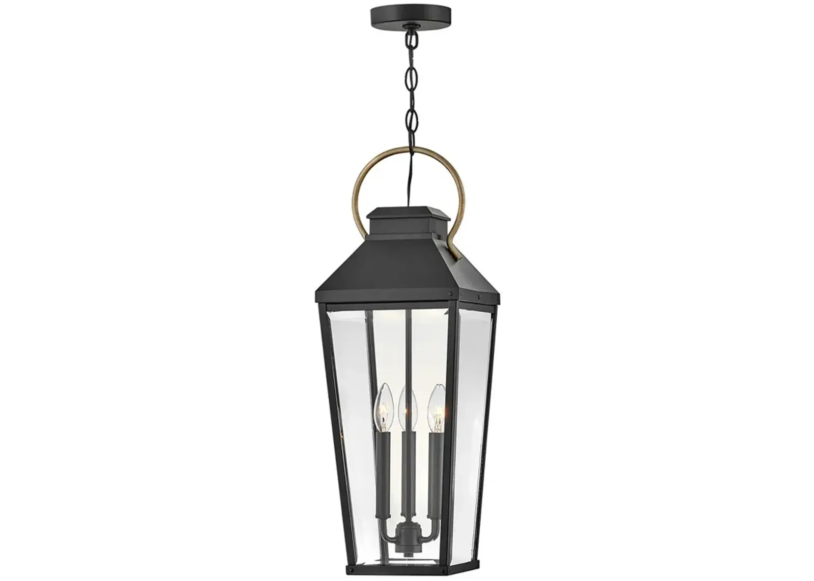 Hinkley - Outdoor Dawson Large Hanging Lantern- Black/Burnished Bronze