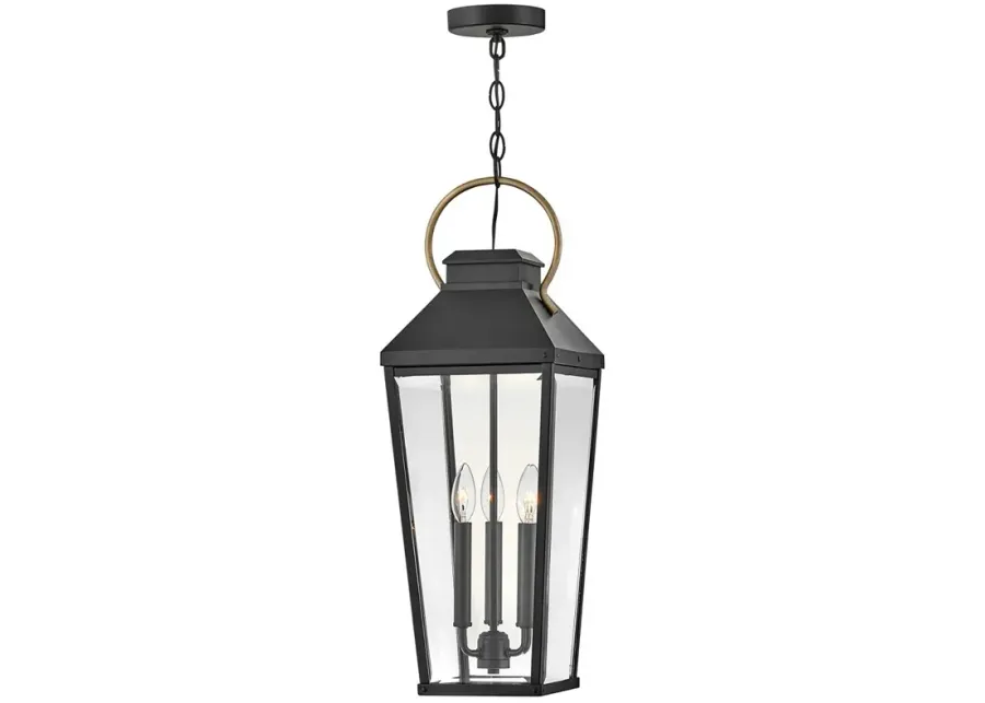 Hinkley - Outdoor Dawson Large Hanging Lantern- Black/Burnished Bronze