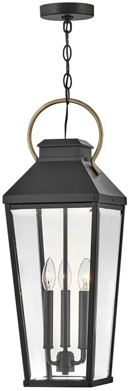 Hinkley - Outdoor Dawson Large Hanging Lantern- Black/Burnished Bronze