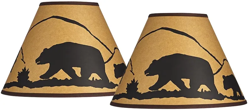 Mountain Scene Brown Set of 2 Empire Shades 6x14x10 (Spider)