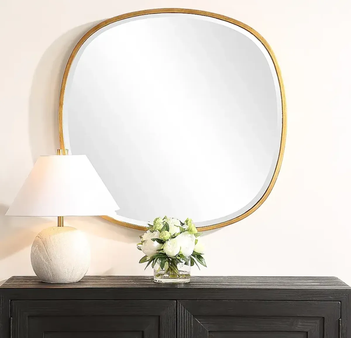 Noble Park Horizon Halo Gold 30" Round Wall Mirror