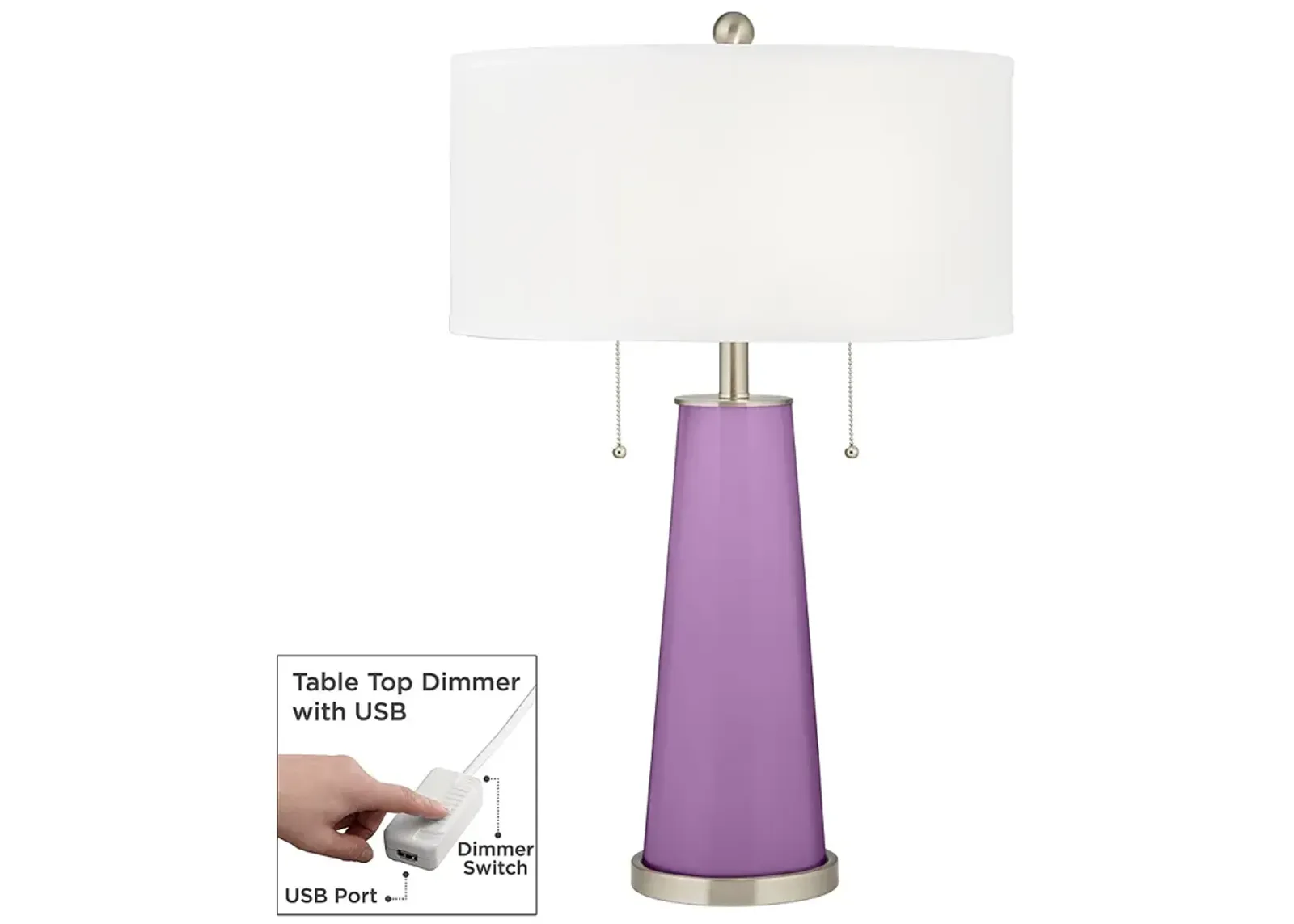 Color Plus Peggy 29 3/4" African Violet Purple Lamp with USB Dimmer