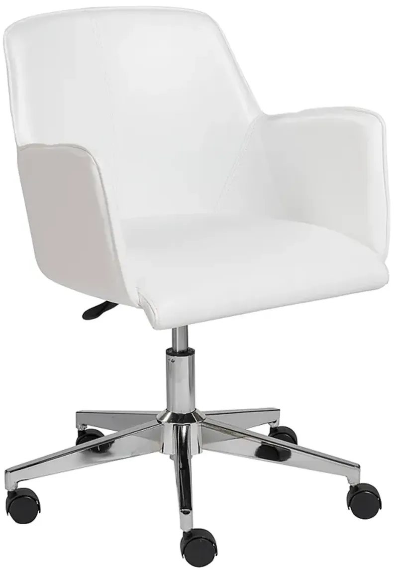 Sunny Pro White Leatherette Adjustable Swivel Office Chair
