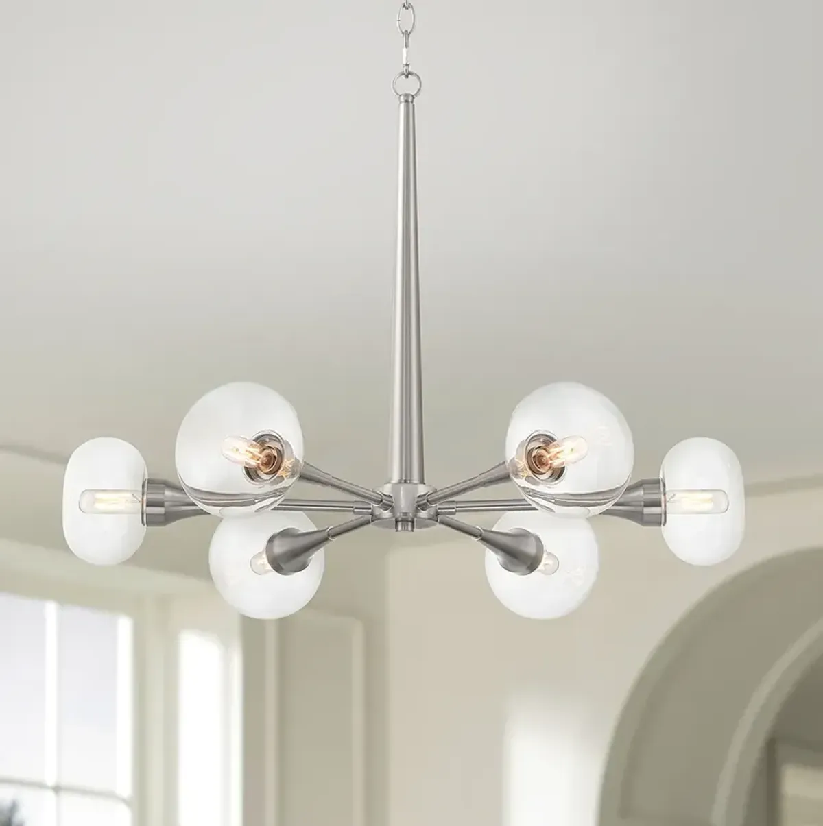 Possini Euro Oscar 27 1/2" Wide Brushed Nickel 6-Light Chandelier