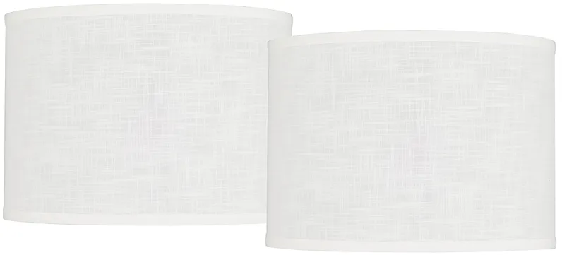 Peoria White Set of 2 Drum Lamp Shades 14x14x10 (Spider)