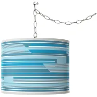 Swag Style Urban Stripes Giclee Shade Plug-In Chandelier
