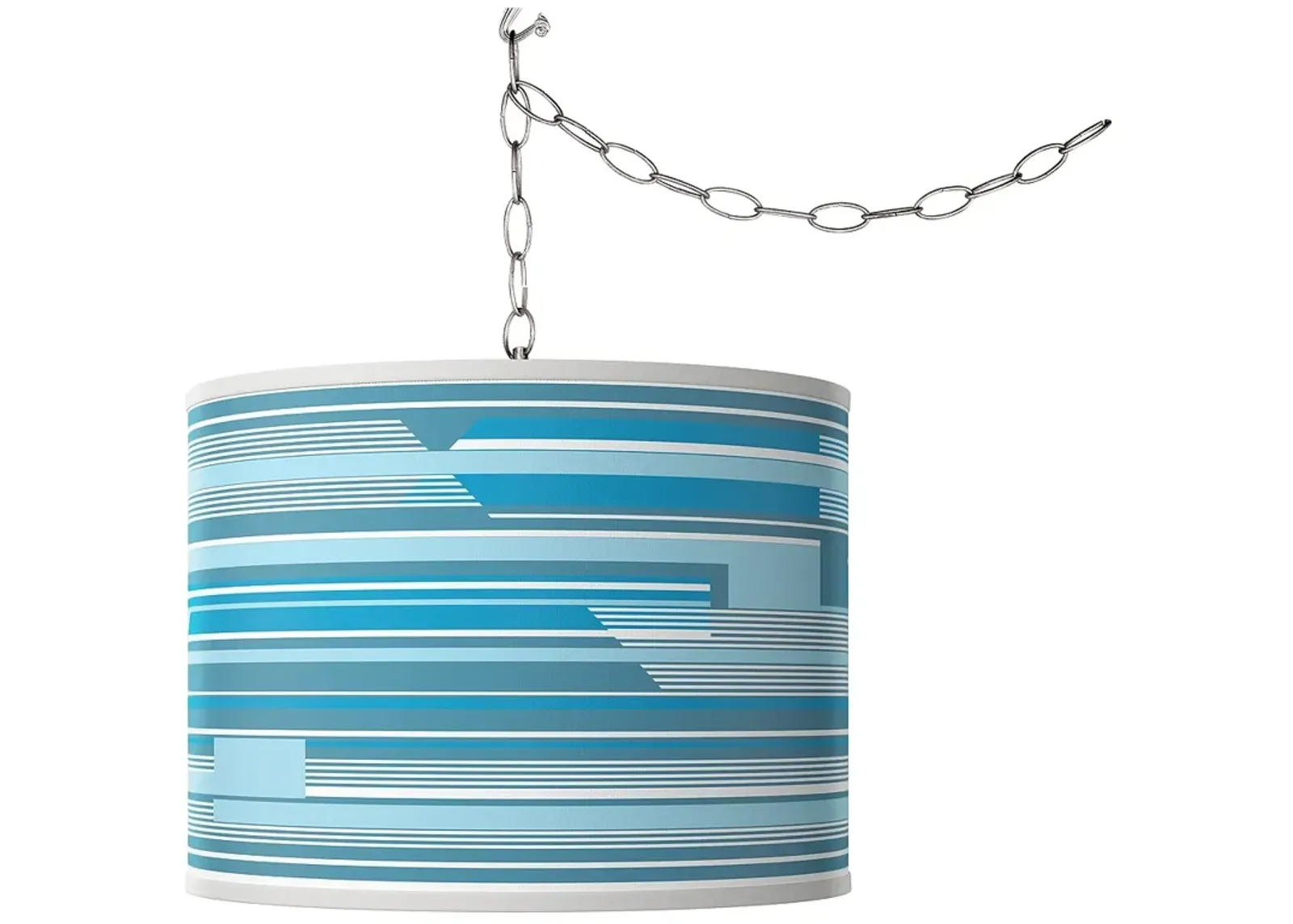 Swag Style Urban Stripes Giclee Shade Plug-In Chandelier