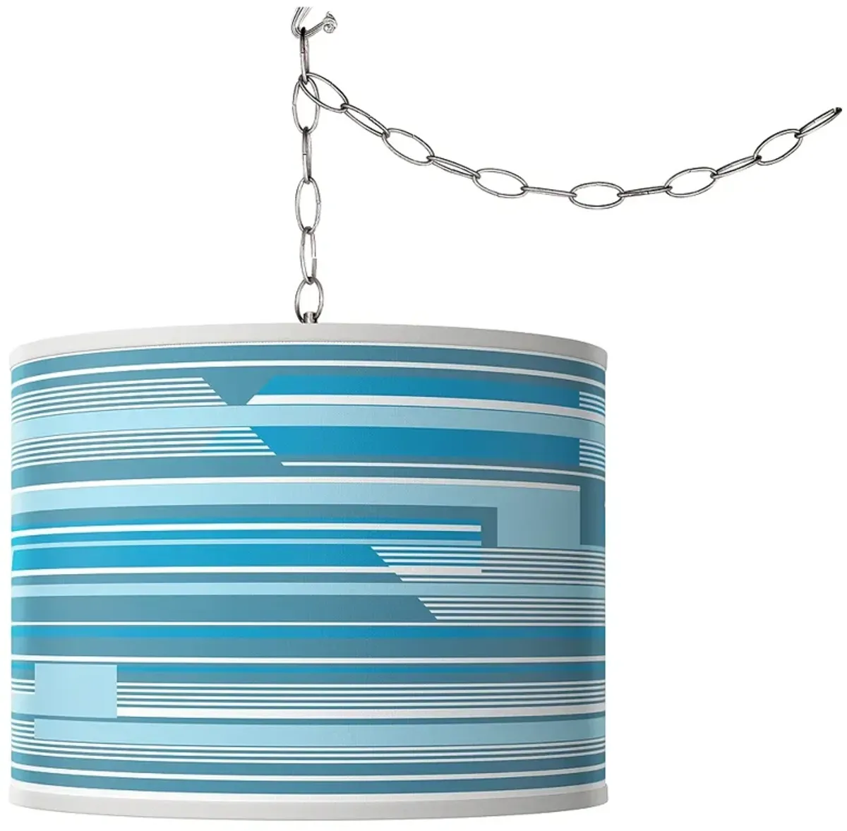 Swag Style Urban Stripes Giclee Shade Plug-In Chandelier