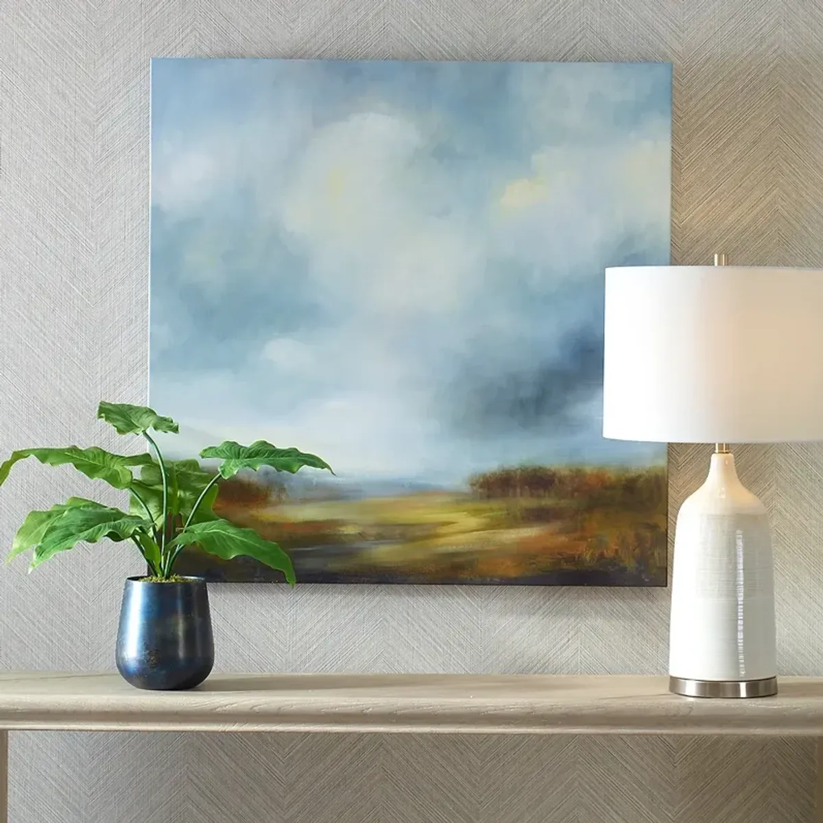 Blue Light 36" Square Frameless Giclee Canvas Wall Art