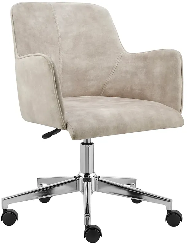 Sunny Pro Beige Velvet Adjustable Swivel Office Chair