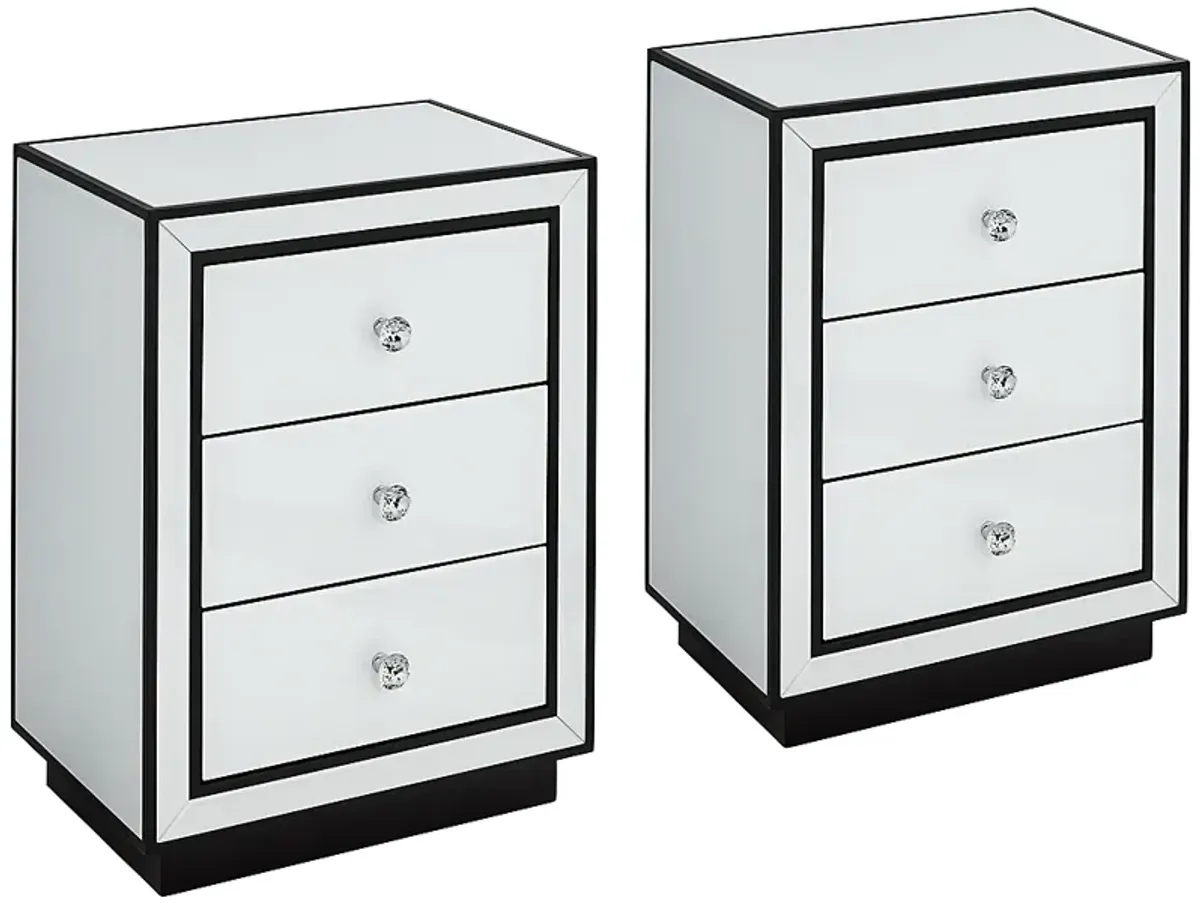 Biscaya 17 3/4" Wide White Reverse Painted Glass Side Tables Set of 2