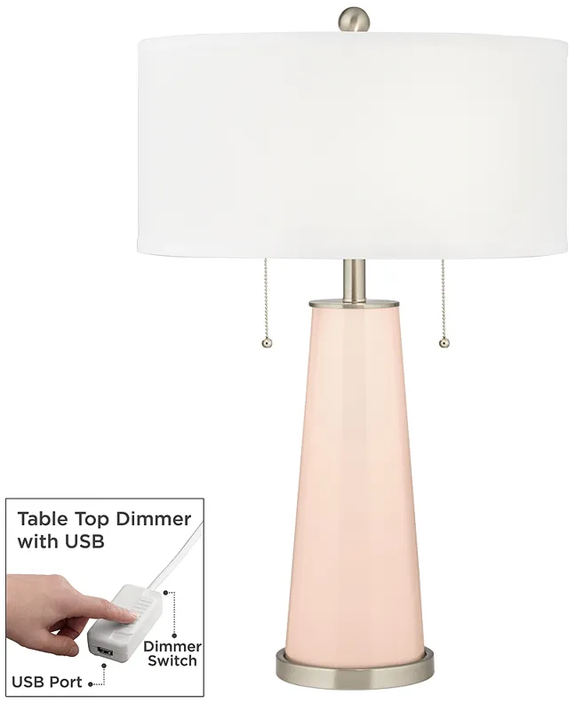 Linen Peggy Glass Table Lamp With Dimmer