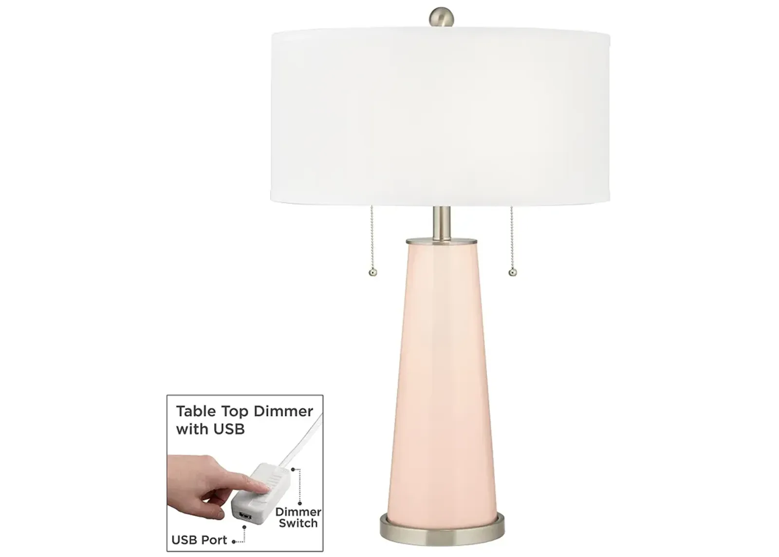 Color Plus Peggy 29 3/4" Linen Pink Table Lamp with USB Dimmer