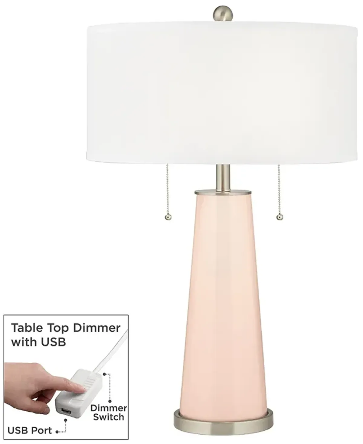 Color Plus Peggy 29 3/4" Linen Pink Table Lamp with USB Dimmer