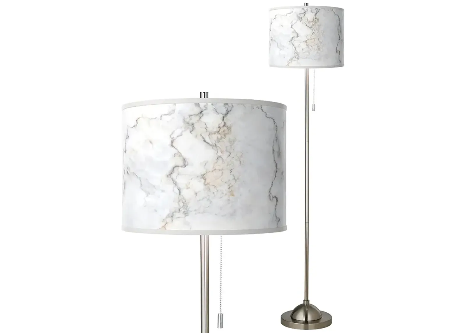 Giclee Glow 62" High Marble Glow Brushed Nickel Pull Chain Floor Lamp