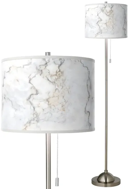 Giclee Glow 62" High Marble Glow Brushed Nickel Pull Chain Floor Lamp