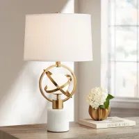 Possini Euro Halley Marble and Gold Astro Globe Table Lamp with Night Light