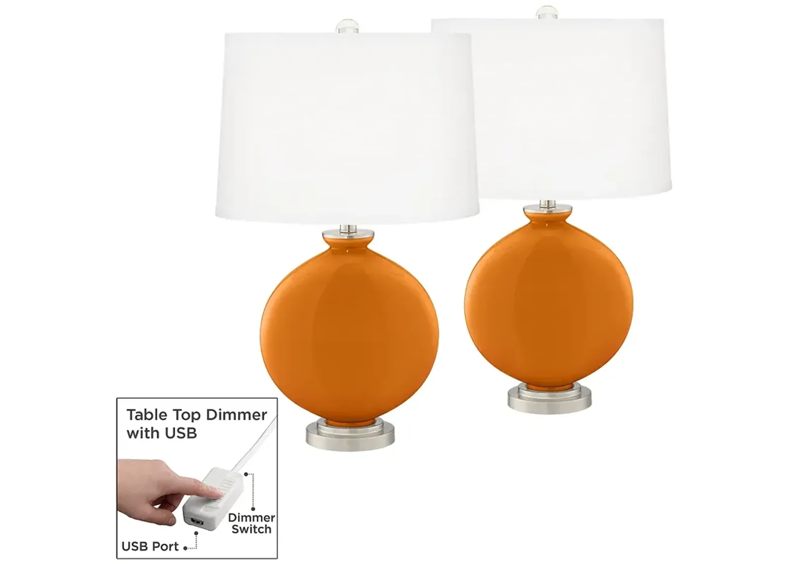 Cinnamon Spice Carrie Table Lamp Set of 2 with Dimmers