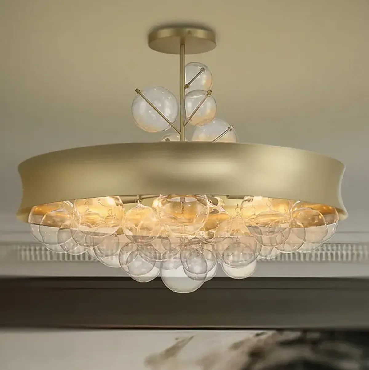 Verdi Square 32"W Soft Gold and Clear Glass Pendant Light