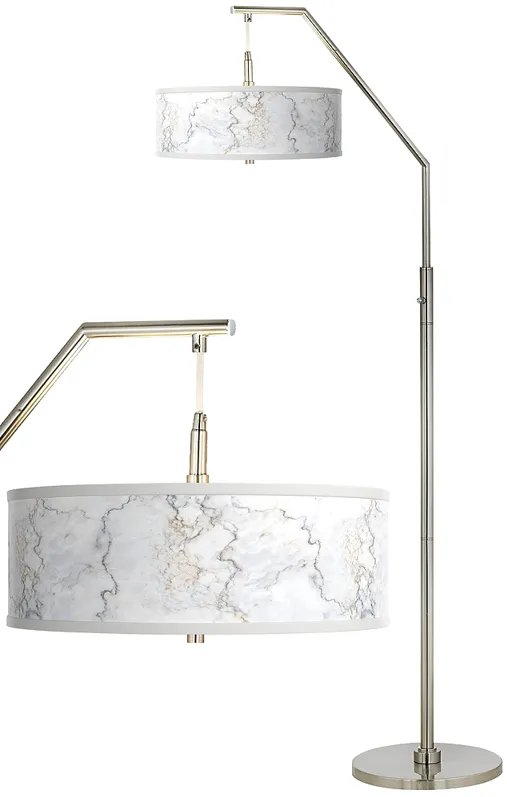 Marble Glow Giclee Shade Arc Floor Lamp