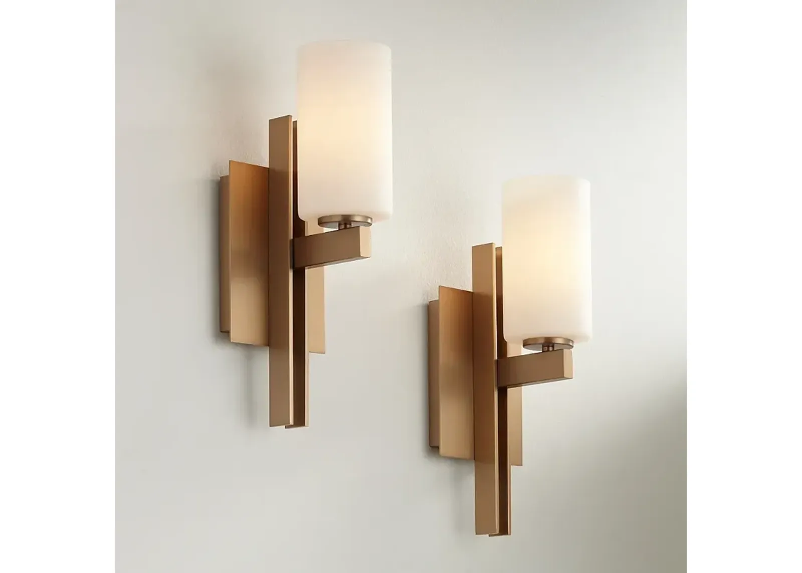 Possini Euro Ludlow 14" High Burnished Brass Wall Sconce Set of 2