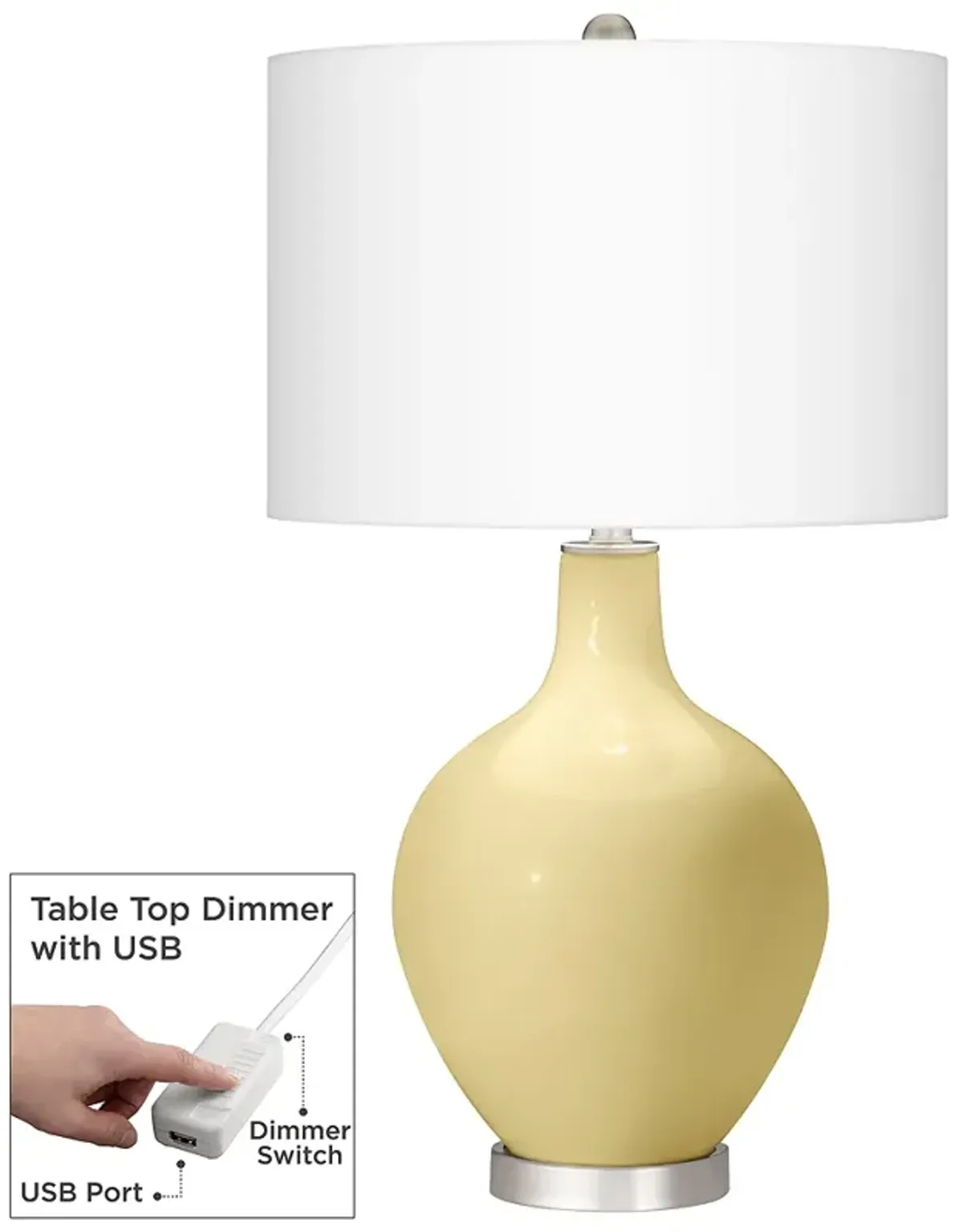 Color Plus Ovo 28 1/2" Butter Up Yellow Table Lamp with USB Dimmer