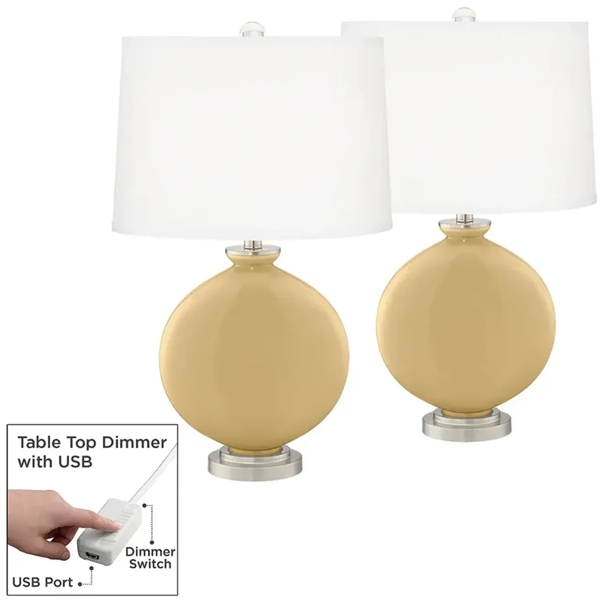 Humble Gold Carrie Table Lamp Set of 2 with Dimmers