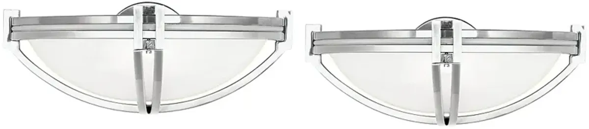 Possini Euro Deco Nickel 13 3/4" Wide Modern Wall Sconces Set of 2