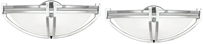 Possini Euro Deco Nickel 13 3/4" Wide Modern Wall Sconces Set of 2