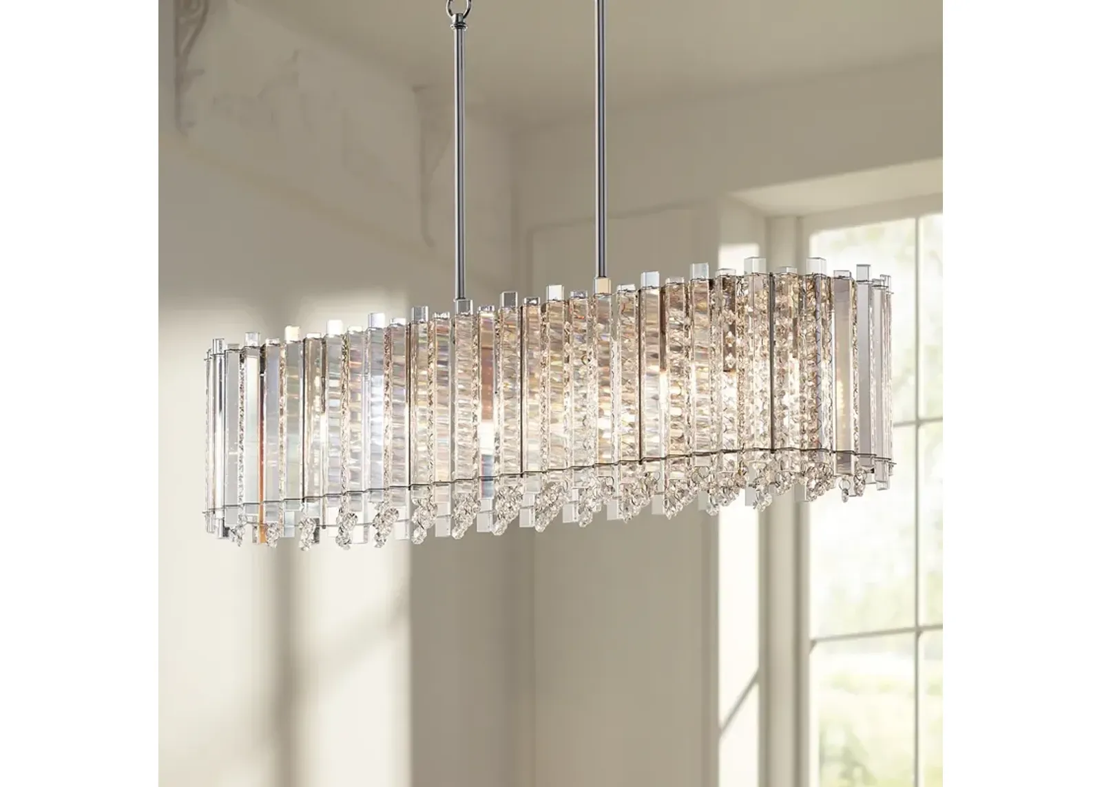 Possini Euro Mirabell 34" Crystal LED Kitchen Island Linear Pendant