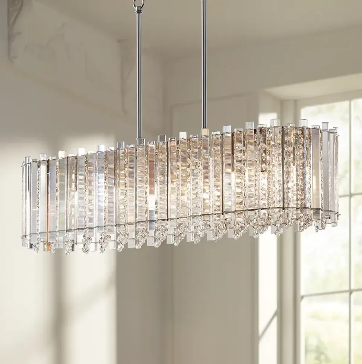 Possini Euro Mirabell 34" Crystal LED Kitchen Island Linear Pendant