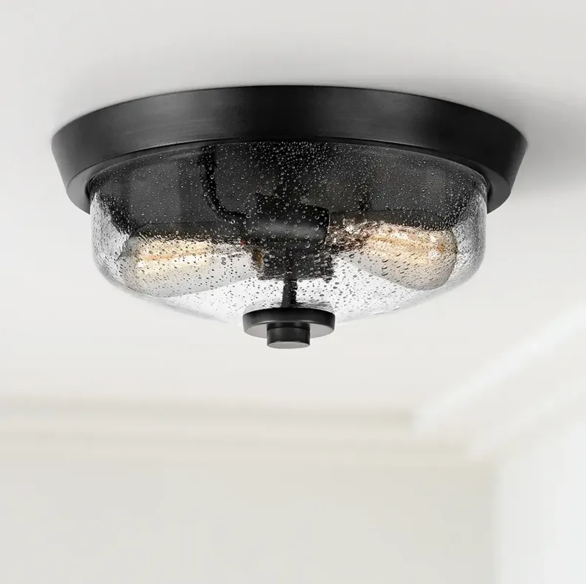 Quoizel Radius 13" Wide Earth Black 2-Light Ceiling Light