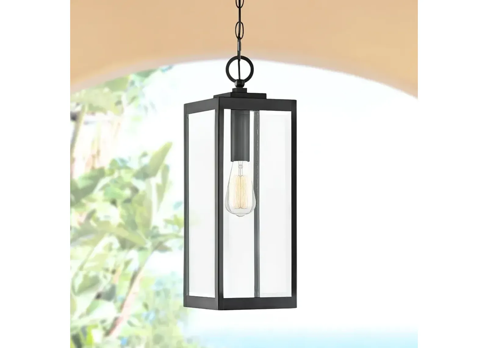 Quoizel Westover 20 3/4" Earth Black Clear Glass Outdoor Hanging Light