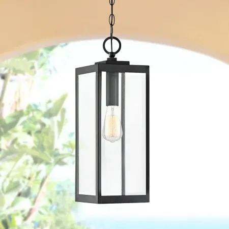 Quoizel Westover 20 3/4" Earth Black Clear Glass Outdoor Hanging Light
