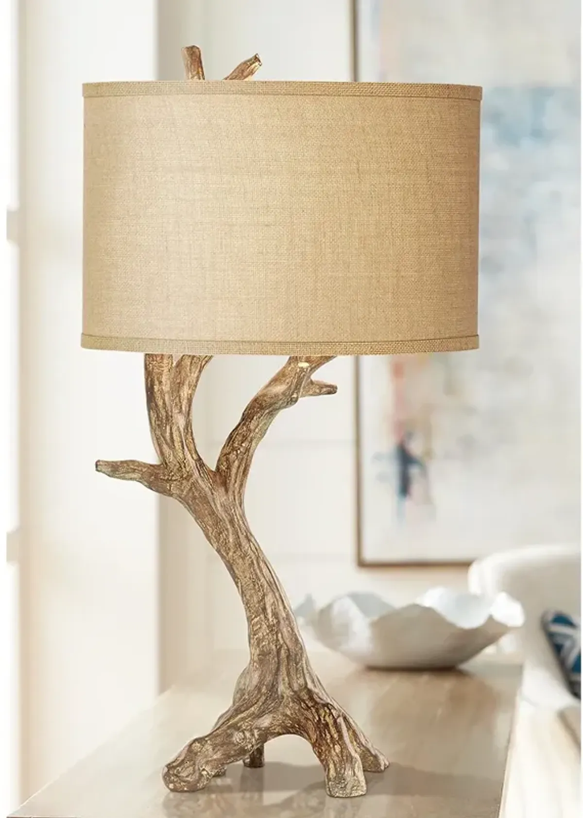 Franklin Iron Works Beachwood 31" Faux Driftwood Branch Table Lamp