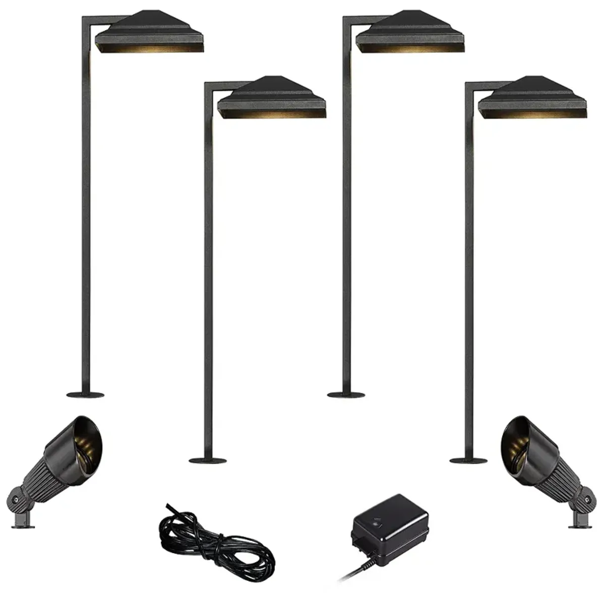 Basset Textured Black 8-Piece LED Path and Spot Light Set