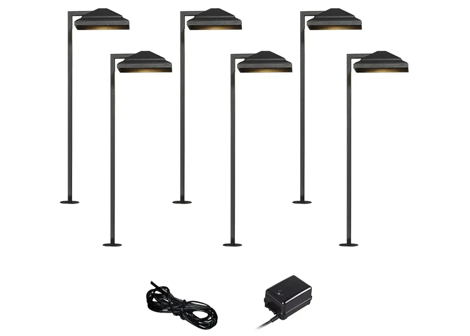 Basset Textured Black 8-Piece LED Landscape Path Light Set