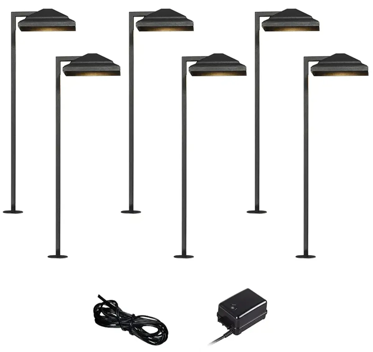 Basset Textured Black 8-Piece LED Landscape Path Light Set