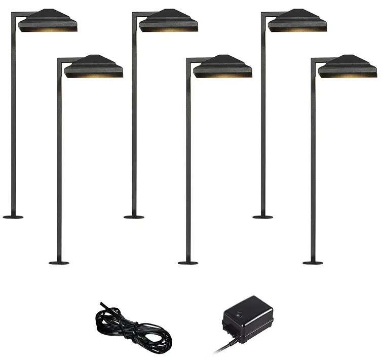 Basset Textured Black 8-Piece LED Landscape Path Light Set