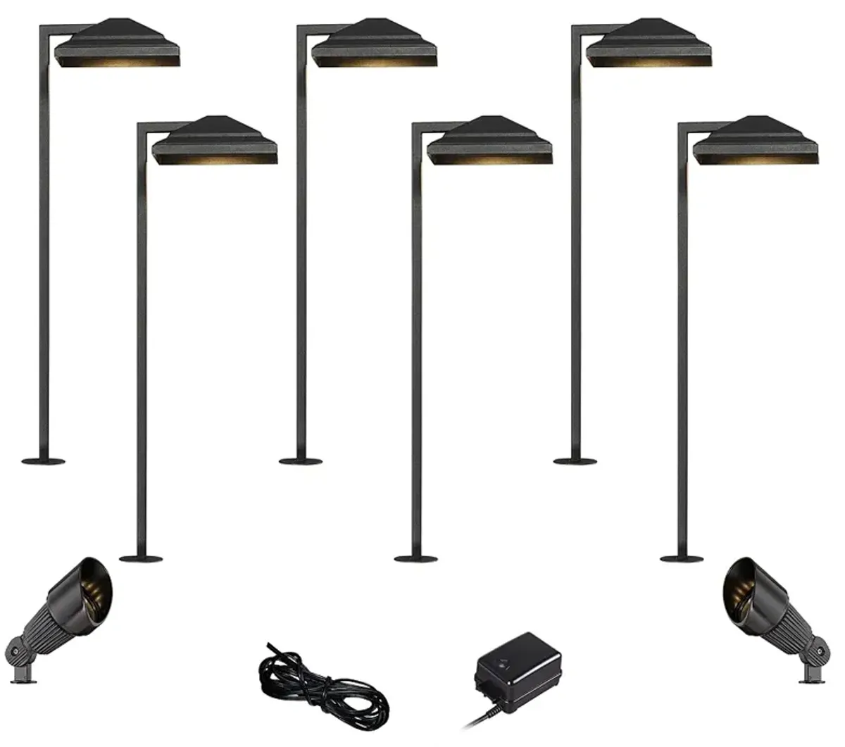 Basset Textured Black 10-Piece LED Path and Spot Landscape Light Set