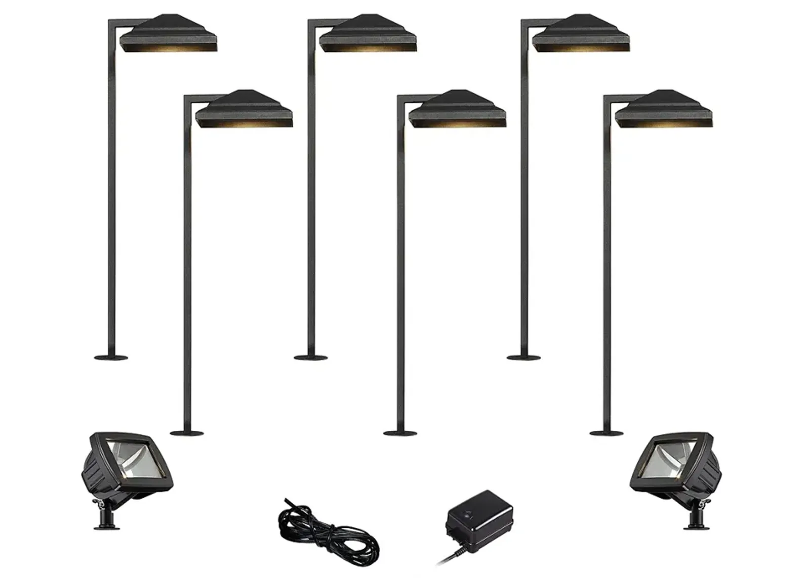 Basset Textured Black 10-Piece LED Path and Flood Light Set