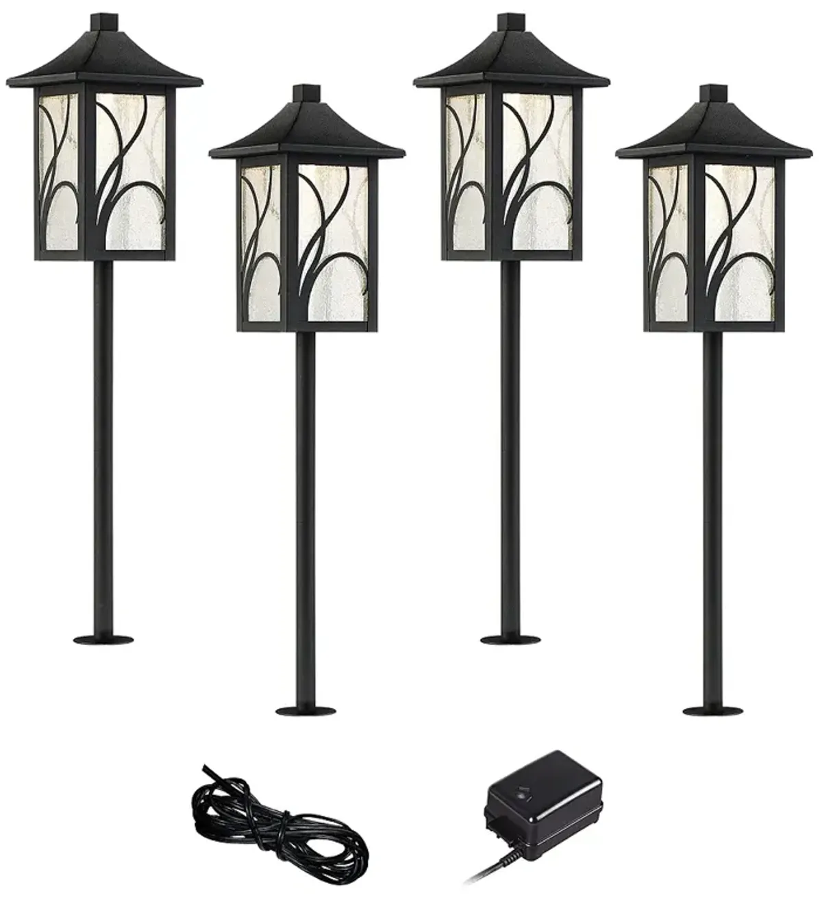 Sleator Textured Black 6-Piece LED Landscape Path Light Set