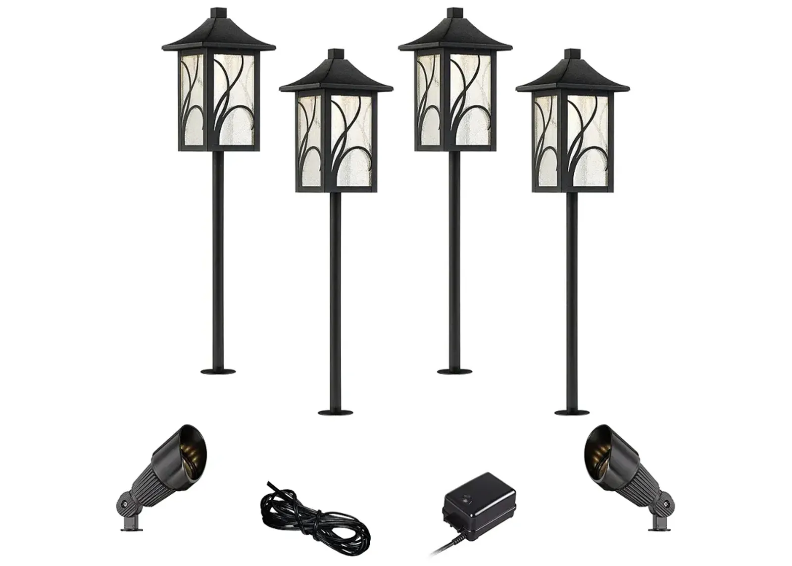 Sleator Textured Black 8-Piece LED Path and Spot Light Set