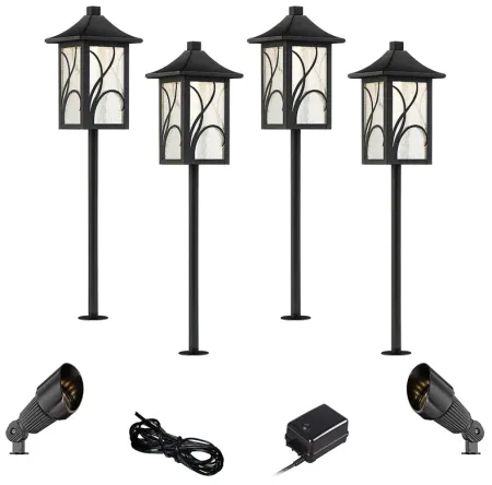 Sleator Textured Black 8-Piece LED Path and Spot Light Set