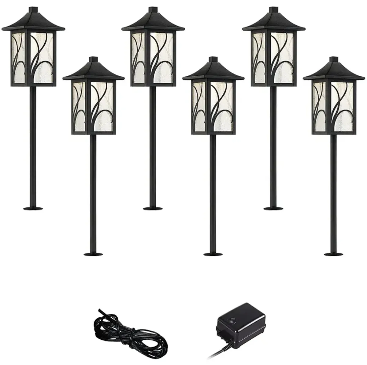 Sleator Textured Black 8-Piece LED Landscape Path Light Set