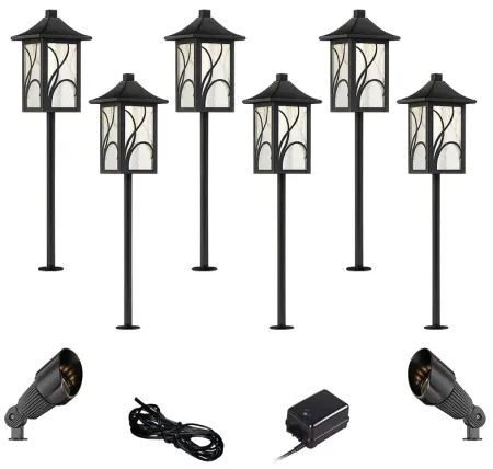 Sleator Textured Black 10-Piece LED Path and Spot Light Set
